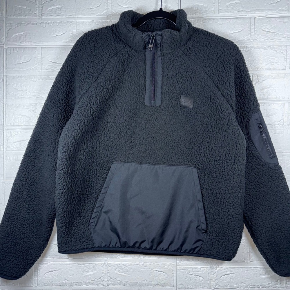 Under Armour Sherpa Fleece Pullover Mens Medium Black Quarter Zip Tactical
